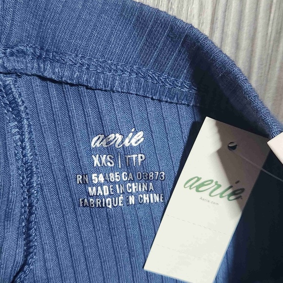 Aerie Womens Blue Ribbed High Waist Flared Pants XXS NWT - Picture 3 of 8